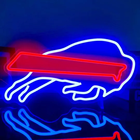 Discover NEON SIGN LED Bufallo Bills Large football  Bar light Mancave Wall Sign Bright USB