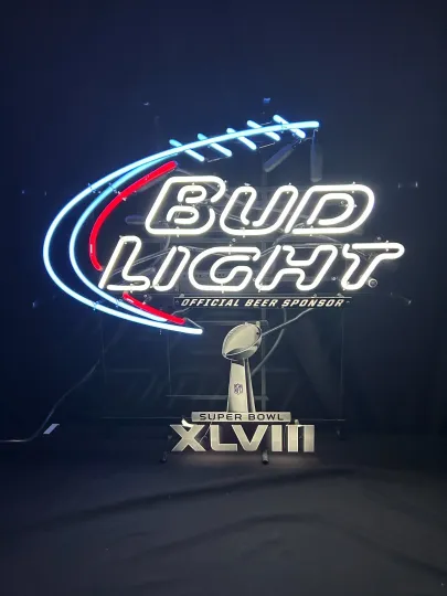 Bud Light Super Bowl XLVIII Neon Sign Beer Bar football Man Cave Light – Tested