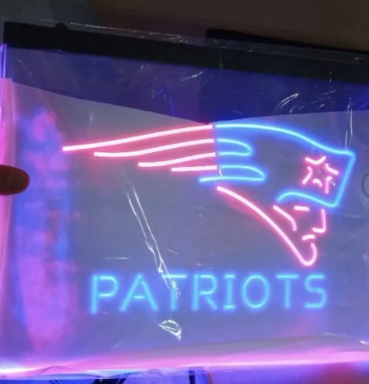 New England Patriots football Football LED Neon Sign Bar Man Cave w/ Mount 16"x12"