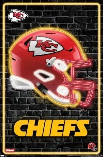 Discover football Kansas City Chiefs - Neon Helmet 23 METAL SIGN 12X8in