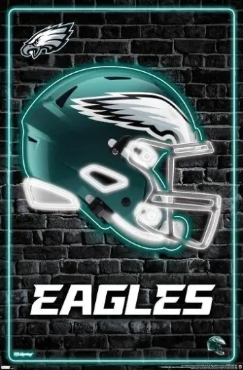 Discover football Philadelphia Eagles - Neon Helmet 23 METAL SIGN 12X8in