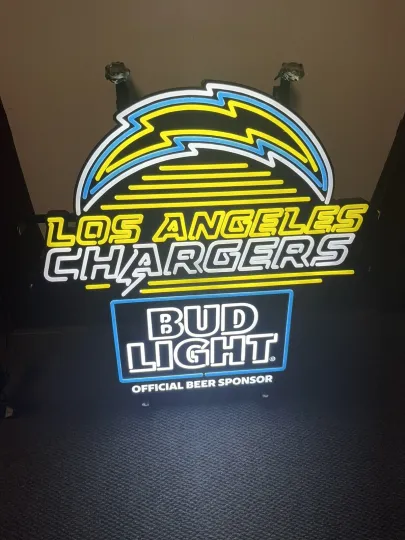 Rare  Los Angeles Chargers football  Bud Light LED Neon Beer Sign
