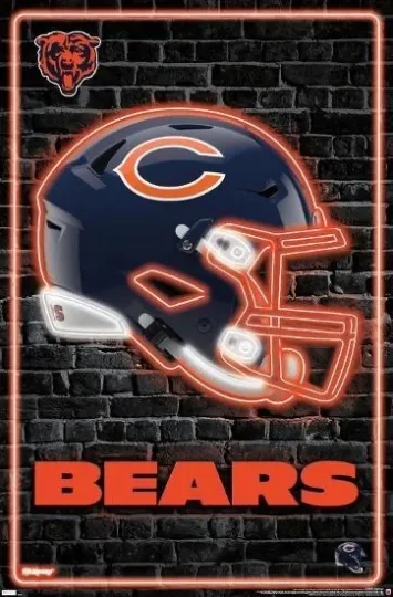Discover football Chicago Bears - Neon Helmet 23 METAL SIGN 12X8IN