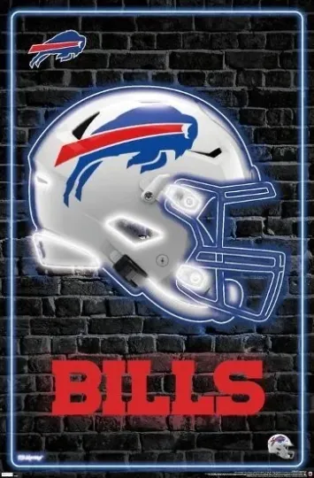 Discover football Buffalo Bills - Neon Helmet 2 3METAL SIGN 12X8in
