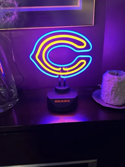 Discover Neon Sign Chicago Bears football Football The Memory Co.  Sign Logo Desk Lamp Light