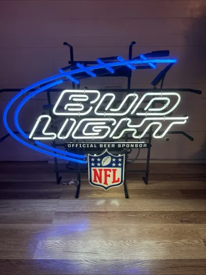 Bud Light Beer Beer football Neon Sign - Vintage 2000s