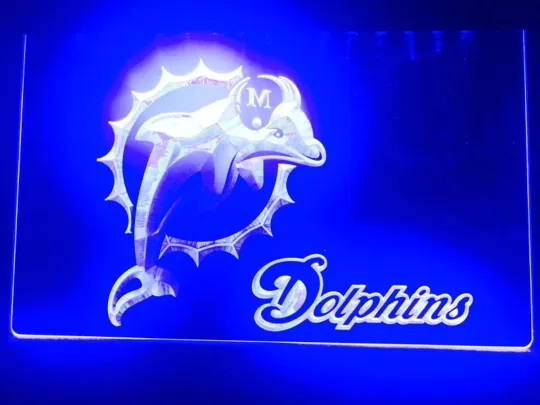 football MIAMI DOLPHINS LED NEON LIGHT SIGN FOOTBALL MAN CAVE HOME BAR WALL ART DÉCOR