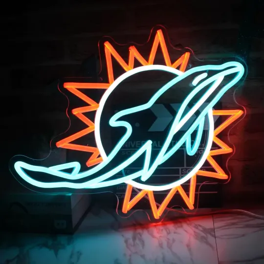Neon LED Sign Miami Dolphins football Football Design LED For Office Gaming Room