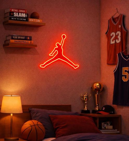 Discover Red Jordan-Style Neon Sign  Basketball Room LED Wall Light