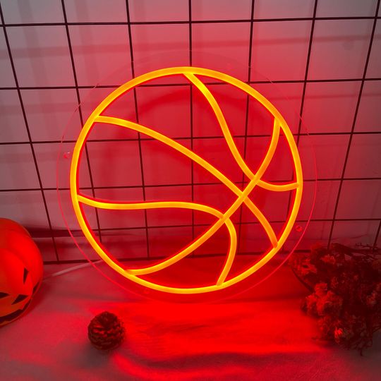 Discover Basketball Neon Sign: Custom NBA Colors LED Light, Game Room Decor