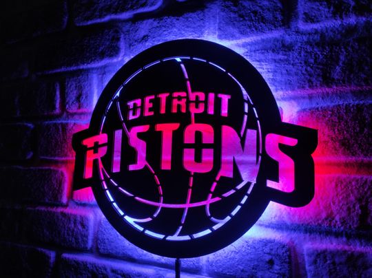 Discover Detroit Pistons LED Wall Sign, Custom Basketball Neon Light ,Pistons Fan Gift ,NBA Sports Room Decor - Man Cave Lighted Wall Art