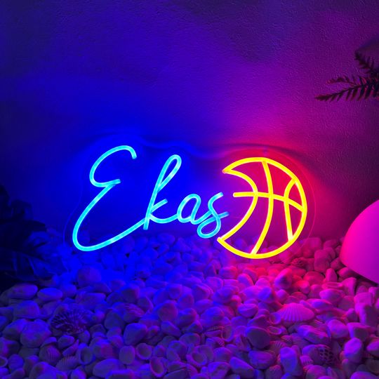 Discover Custom Basketball Neon Sign, Personalized Kids Room Decor
