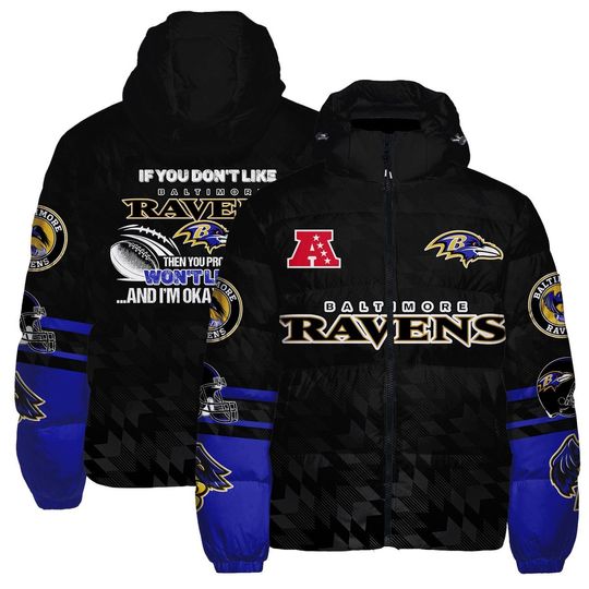 Baltimore Ravens football 2024 American Football  Hooded Puffer Jacket