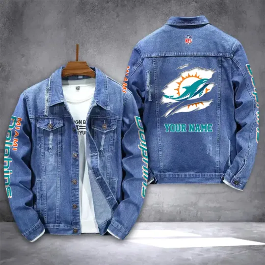 Discover Miami Dolphinss Personalized New Denim Jacket
