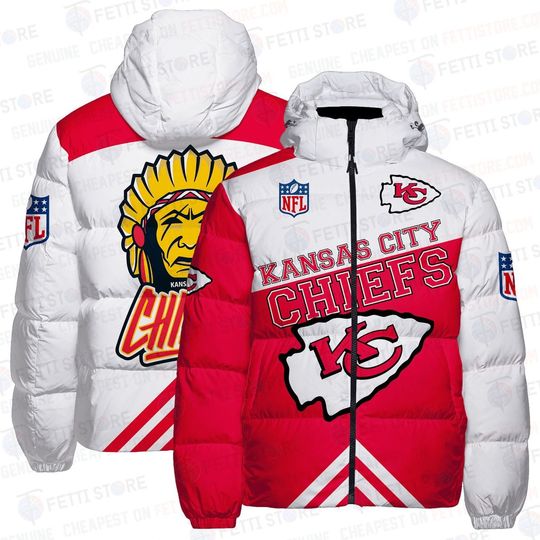 Kansas City Chiefs Logo Pattern AOP Unisex Puffer Jacket