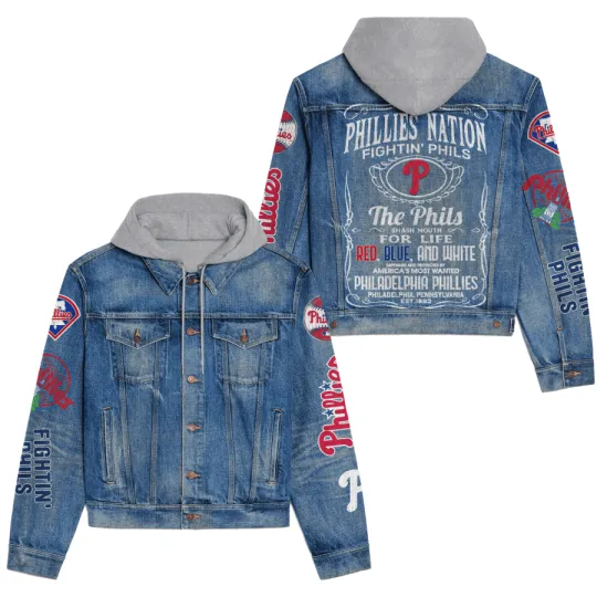 Discover Phidelphia Philliess Premium Hooded Denim Jacket New Collection AZBTHDJ000541