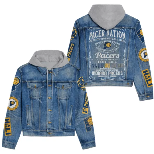 Discover Indianapolis Indianss Premium Hooded Denim Jacket New Collection