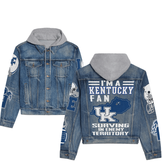 Discover Kentucky Wildcatss Premium Hooded Denim Jacket New Collection AZBTHDJ000497
