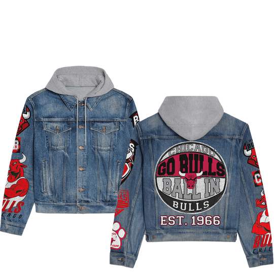 Discover Chicago Bullss Premium Hooded Denim Jacket New Collection AZBTHDJ000299