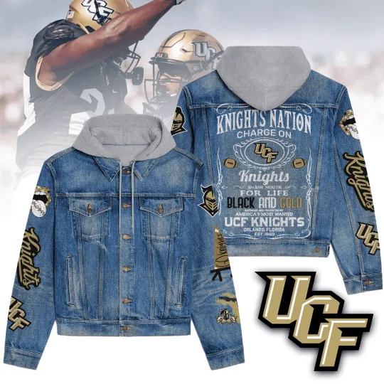Discover The Ucf Knights Premium Hooded Denim Jacket New Collection AZBTHDJ000521