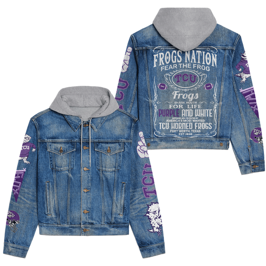 Discover TC.U Hornedd Frogss Premium Hooded Denim Jacket New Collection AZBTHDJ000503