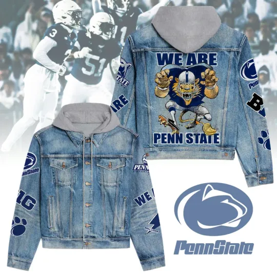 Penn State Nittany Lionss Premium Hooded Denim Jacket New Collection AZBTHDJ000426