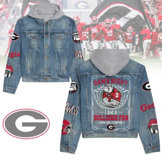 Discover Georgiia Bulldogss Premium Hooded Denim Jacket New Collection AZBTHDJ000414