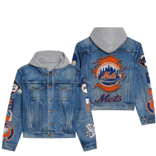 Discover New York Metss Premium Hooded Denim Jacket New Collection AZBTHDJ000582