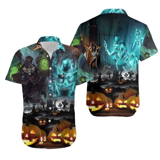 Haunted Mansion TV Series Shirt, Foolish Mortals Horror Movie Characters T-Shirt, Halloween Cosplay Hawaiian Shirt, Summer Button Up Tee