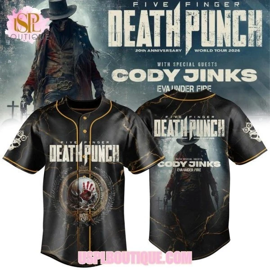 Five Finger Death Punch World Tour 2026 Baseball Jersey 3D