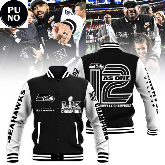 Seattle Seahawks 2026 Super Bowl LX Champions 12 As One Baseball Jacket