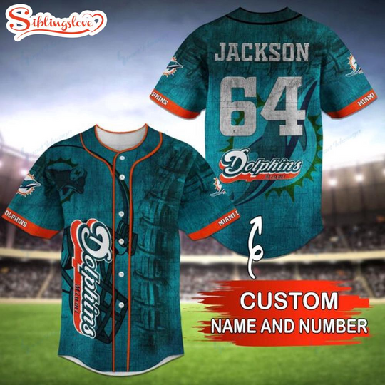 Custom Name And Number football Team Miami Dolphins Baseball Jersey Shirt