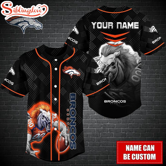 Custom Name football Denver Broncos Mascot Baseball Jersey