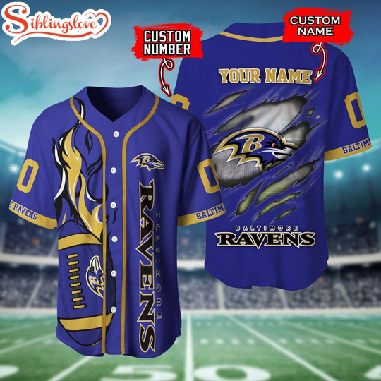Custom Name And Number Baltimore Ravens football Baseball Jersey Shirt