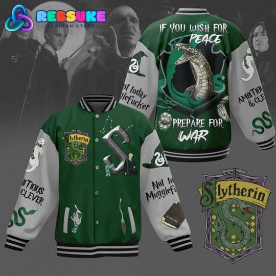 Slytherin If You Wish For Peace Baseball Jacket