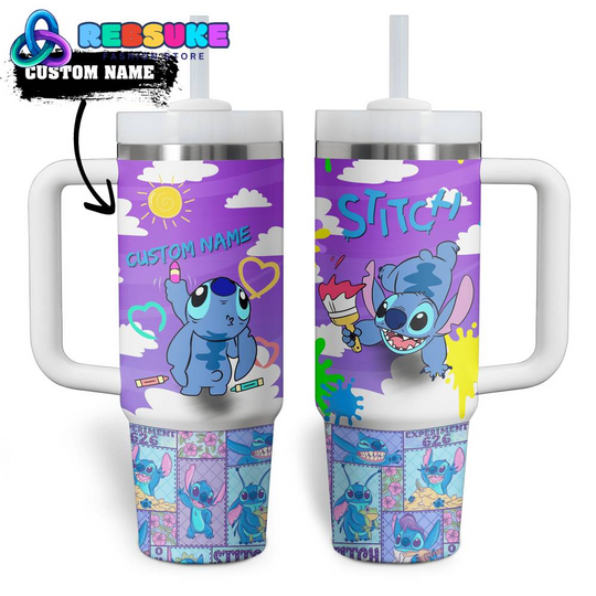 Discover 40 oz Handle Tumbler with Stitch Funny Face and Custom Name