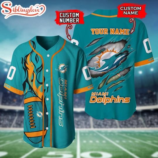 Custom Name And Number Miami Dolphins football Baseball Jersey Shirt