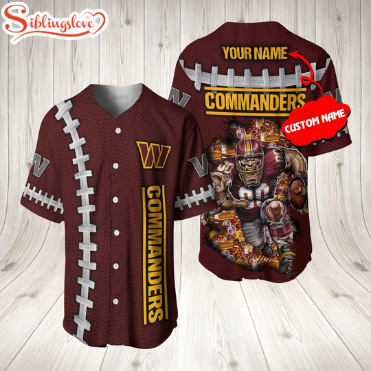 Custom Name Washington Commanders football Mascot 3D Baseball Jersey Shirt