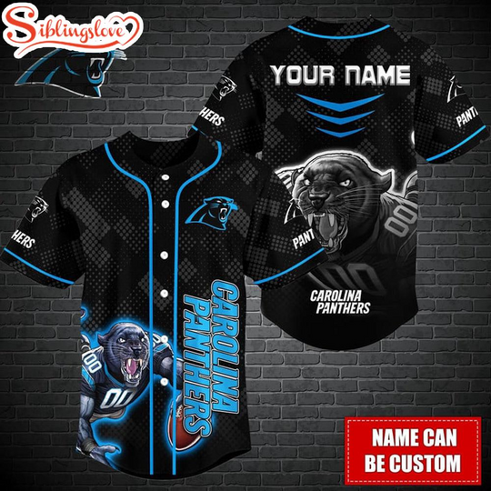 Discover Custom Name football Carolina Panthers Mascot Baseball Jersey
