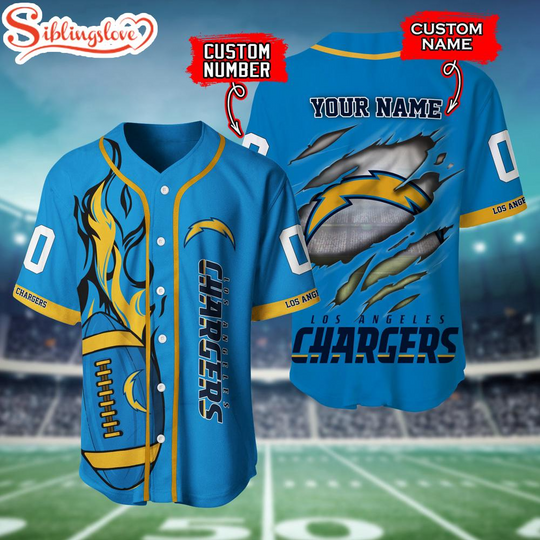 Discover Custom Name And Number Los Angeles Chargers football Baseball Jersey Shirt