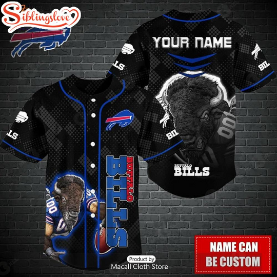 Custom Name football Buffalo Bills Mascot Baseball Jersey