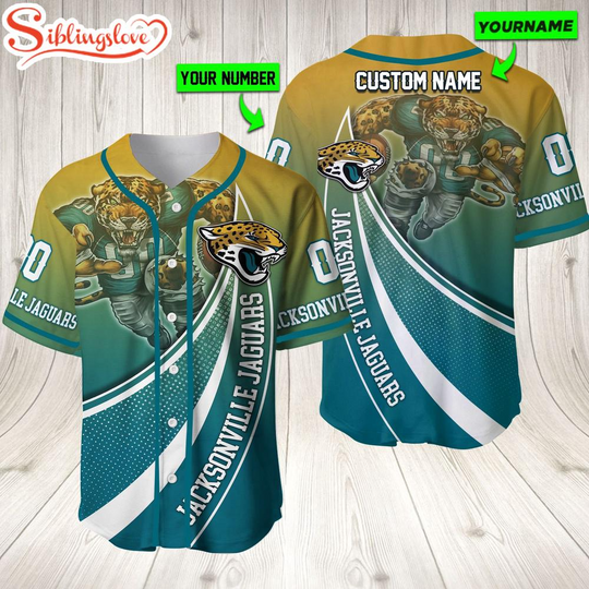 Personalized Name And Number Jacksonville Jaguars football Mascot Sport Team Baseball Jersey For Fans