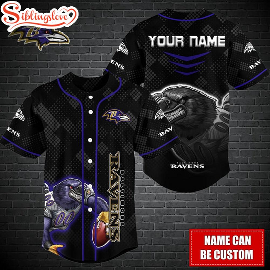 Custom Name football Baltimore Ravens Mascot Baseball Jersey