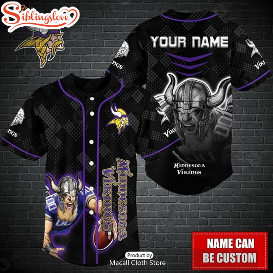 Custom Name football Minnesota Vikings Mascot Baseball Jersey