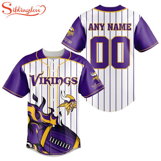 Custom Name And Number Minnesota Vikings football Football Baseball Jersey