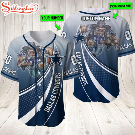 Personalized Name And Number Dallas Cowboys football Mascot Sport Team Baseball Jersey For Fans