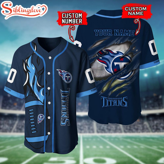 Discover Custom Name And Number Tennessee Titans football Baseball Jersey Shirt
