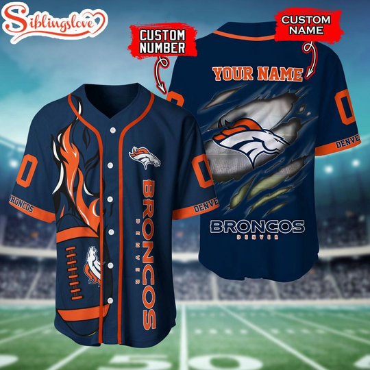 Custom Name And Number Denver Broncos football Baseball Jersey Shirt