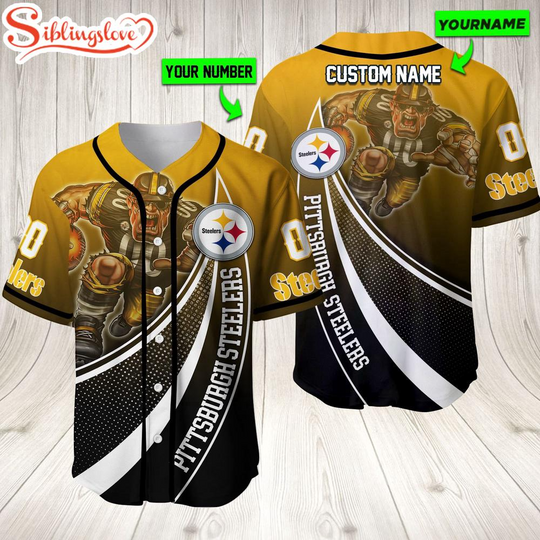 Personalized Name And Number Pittsburgh Steeler football Mascot Sport Team Baseball Jersey For Fans
