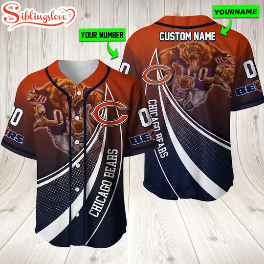 Personalized Name And Number Chicago Bears football Mascot Sport Team Baseball Jersey For Fans